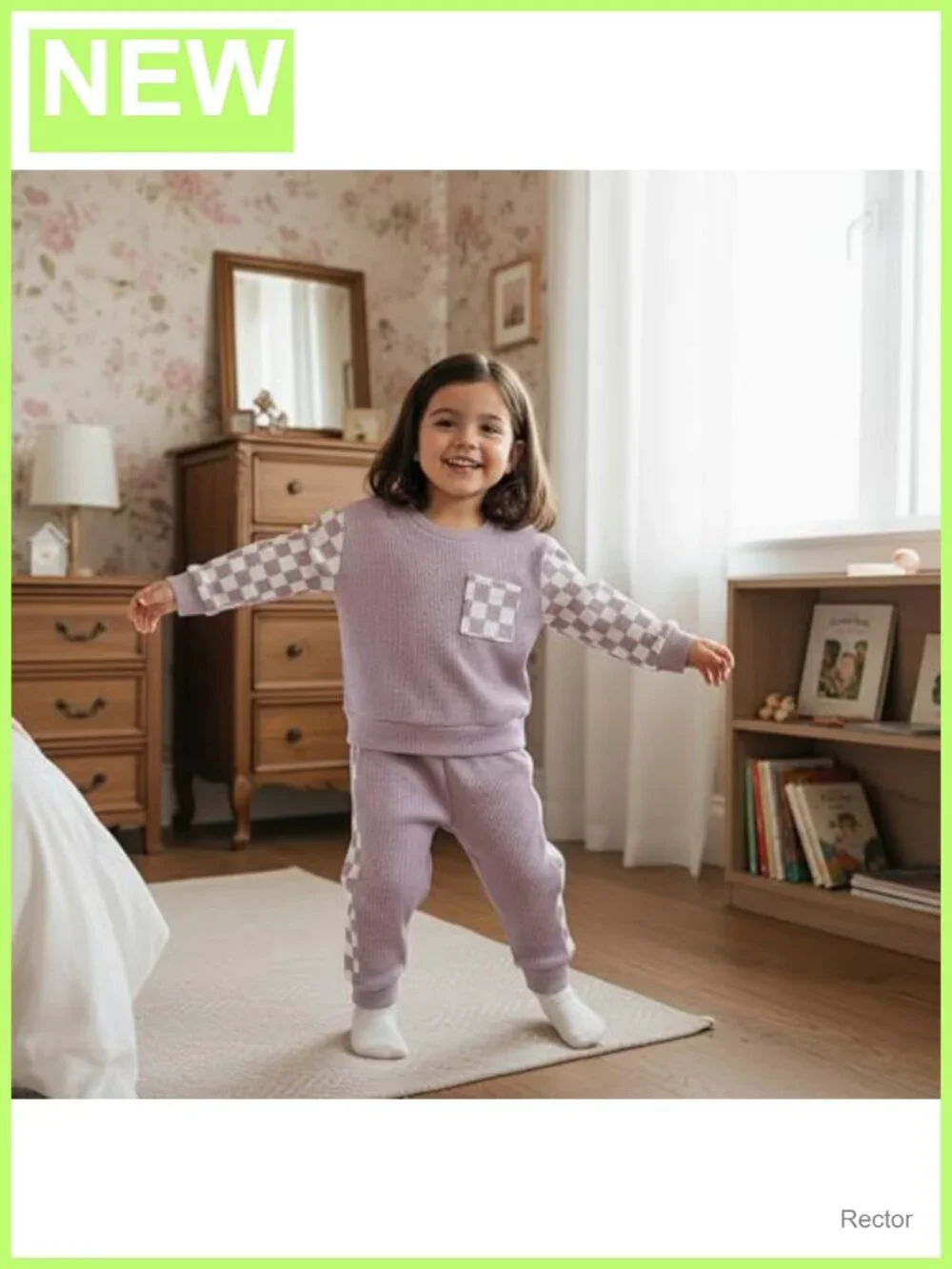 Toddler Baby Girl Checkerboard Patchwork Sweatshirt Pants Set